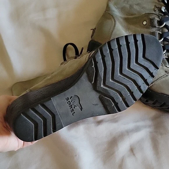 Sorel Sleep After Hour Lace Up Gray Leather Boots US7 - Picture 4 of 7